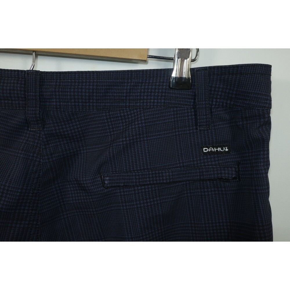Da Hui Board Shorts Black Blue Plaid Houndstooth Hawaiian Surf Swim Trunks 38 - Picture 6 of 8